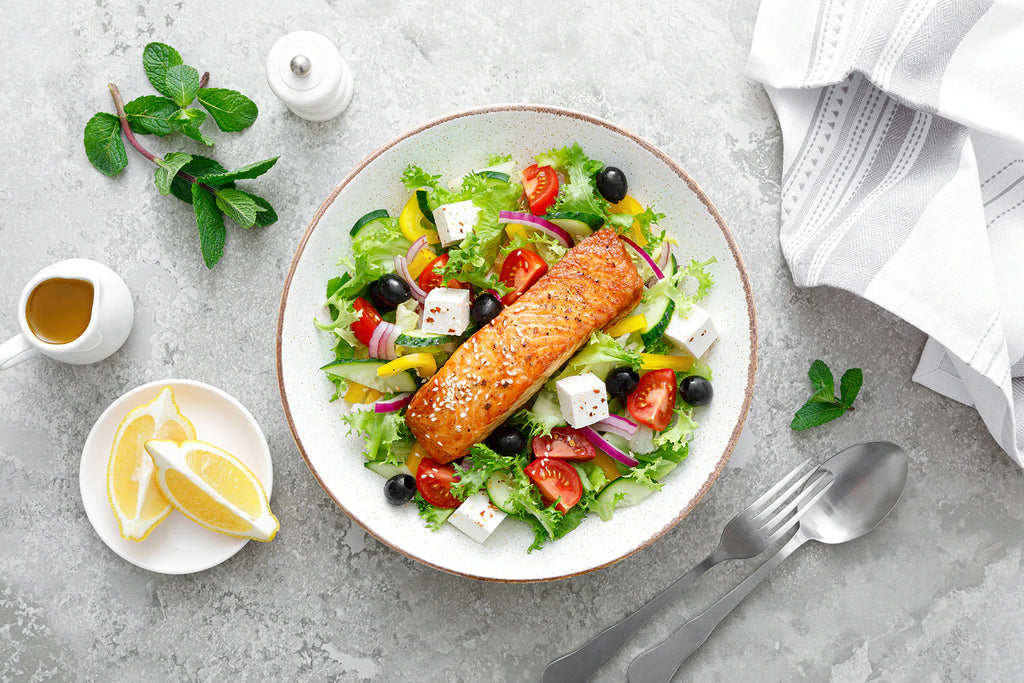 Grilled Salmon Greek Salad Recipe
